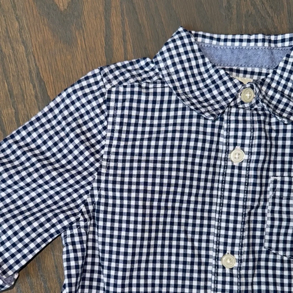 OshKosh B’gosh Navy Gingham Button-Down Bodysuit | 18M